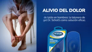 Hombre usando talonera en gel Dr. Scholl’s para aliviar dolor en el talón